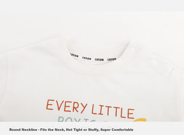 LUSON Little O Dad Boys' Baby Long Sleeve T-Shirt Spring Autumn 2025 New White Letter Cute Infant Top 5